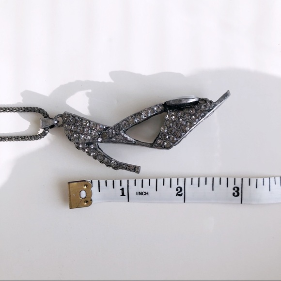 Long Chain Necklace with Metal & Crystal Shoe Pendant - Picture 12 of 13